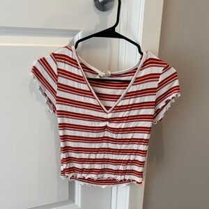 Sky and Sparrow Red and White Striped Crop Top